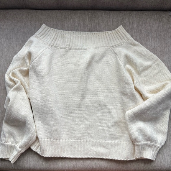 we wore what ivory cream oversized knit beachy off the shoulder crop sweater🤍 - Picture 2 of 5